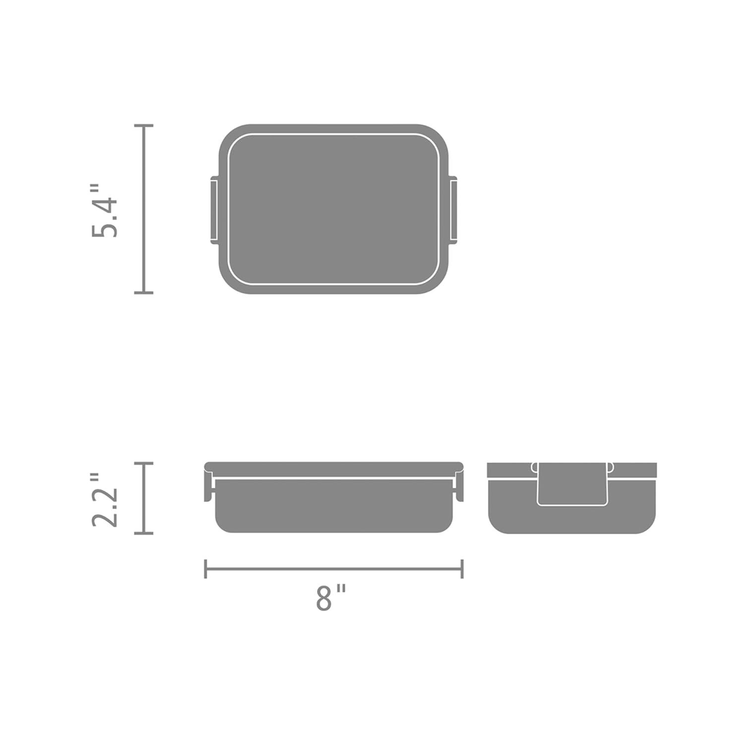 Medium Dark Gray BPA-Free Rectangular Lunch Box with Snap Lid