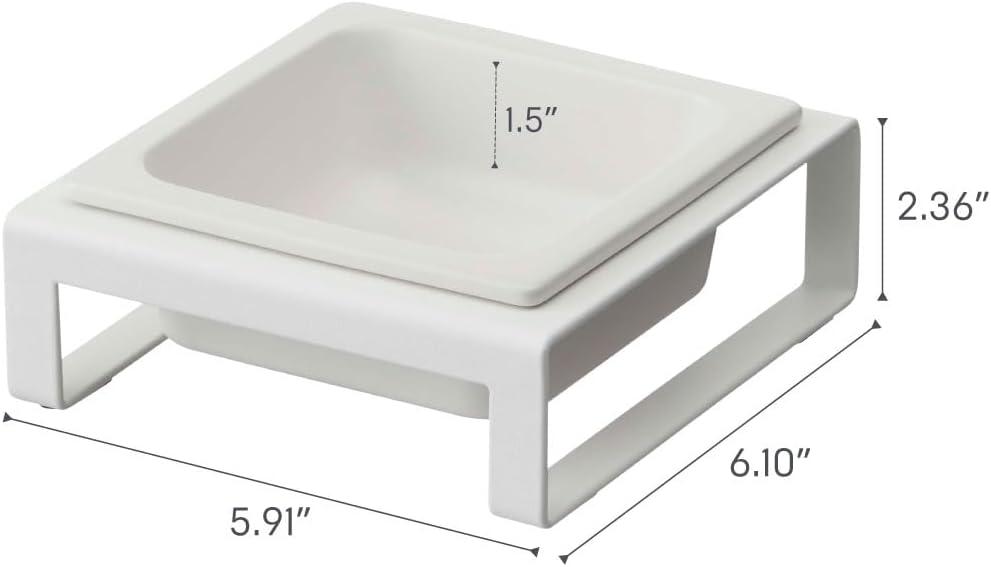 White Ceramic Pet Bowl with Steel Stand