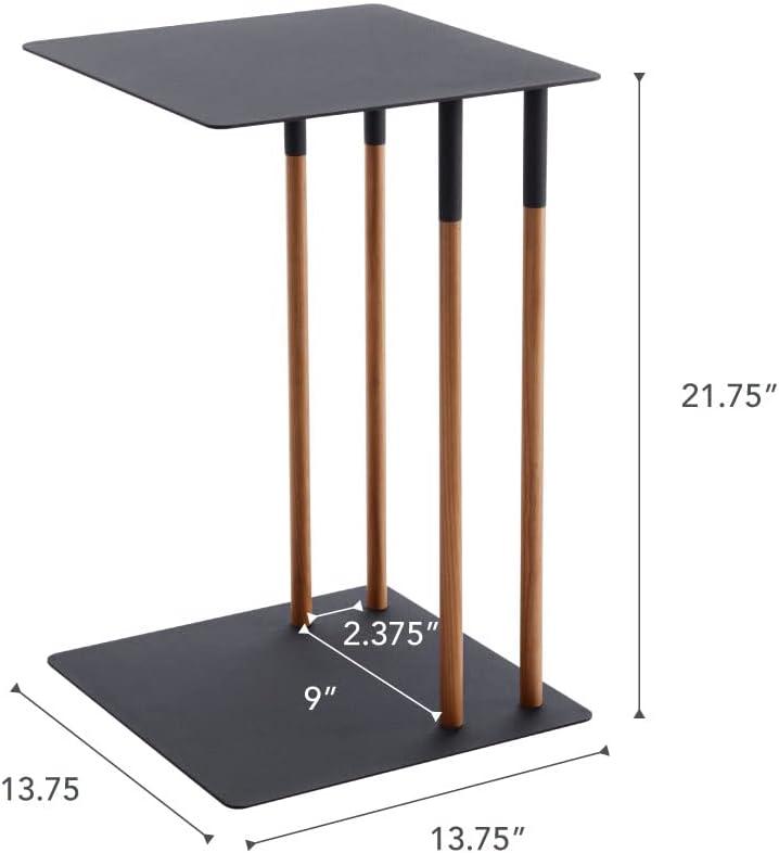 Plain Yamazaki Home Steel + Wood Sofa C Table End Table Coffee Tray, Bedside Or Living Room