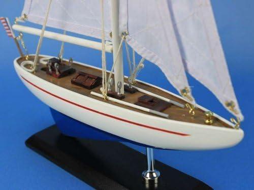 Navy Blue and White 16" Nautical Sailboat Model