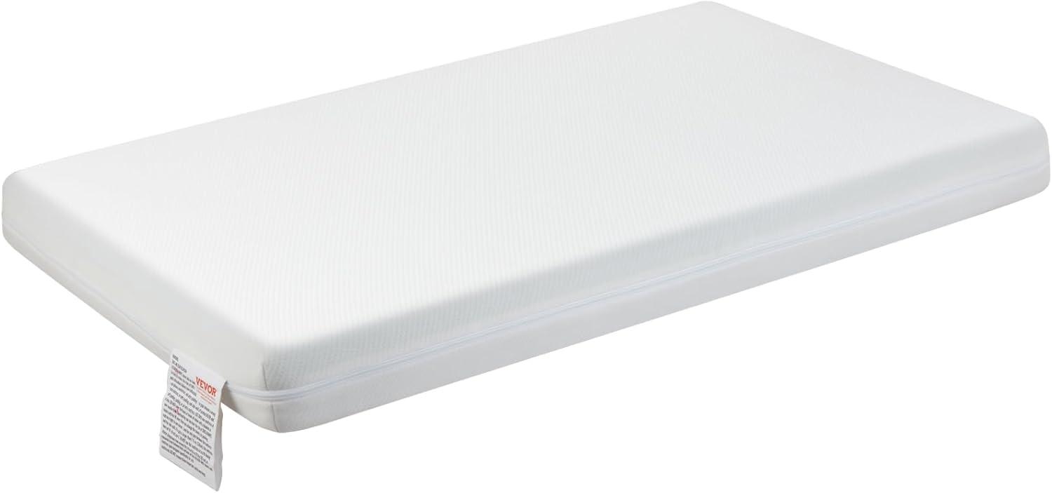 Dual-Sided White Gel Memory Foam Crib Mattress with Waterproof Cover