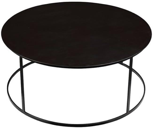 Robertson Round Metal Coffee Table Dark Brown Finish - Boraam: Mid-Century Modern, Pedestal Base, Wood & Iron