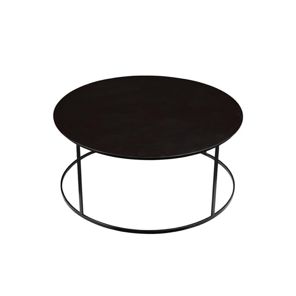 Robertson Round Metal Coffee Table Dark Brown Finish - Boraam: Mid-Century Modern, Pedestal Base, Wood & Iron