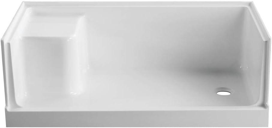 60" W x 32" D Single Threshold Shower Base with Seat
