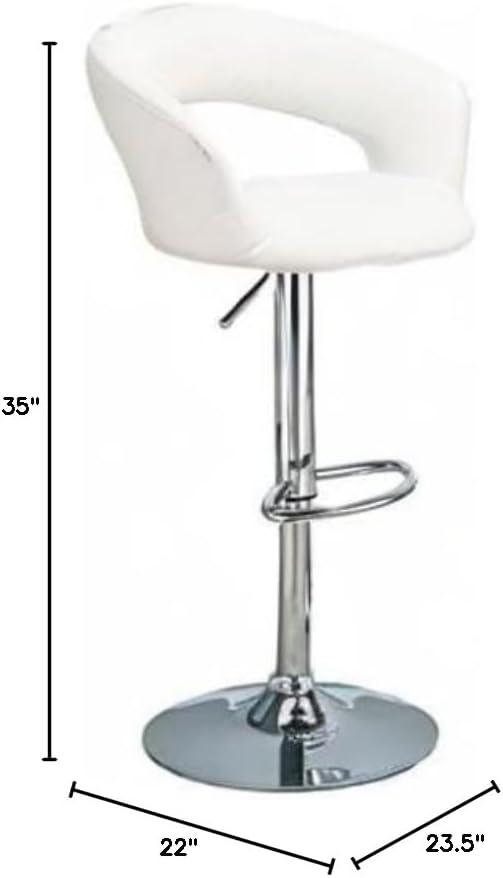 Coaster Upholstered Faux Leather Adjustable Bar Stool in White