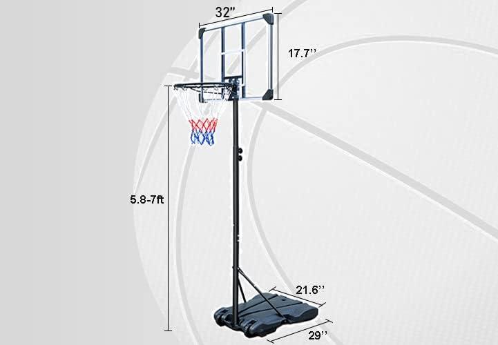 Portable 44'' Black Alloy Steel Basketball Hoop with Nylon Net