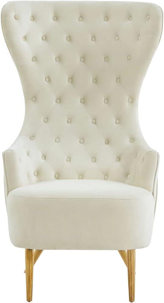 TOV Furniture Jezebel Cream Velvet Wingback Chair