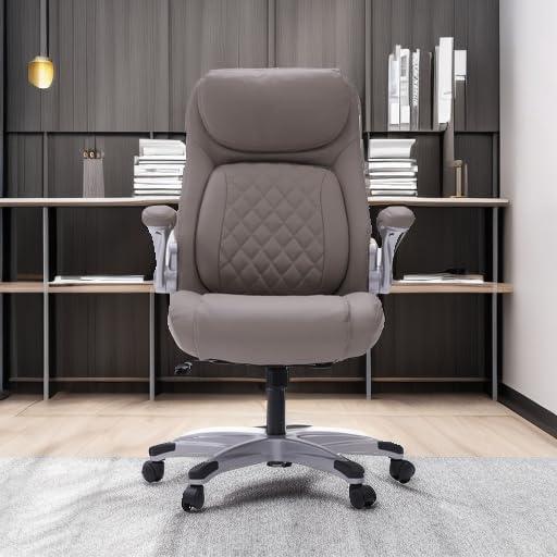 Nouhaus Posture Ergonomic PU Leather Office Chair. Click5 Lumbar Support with FlipAdjust Armrests. Modern Executive Chair and Computer Desk Chair