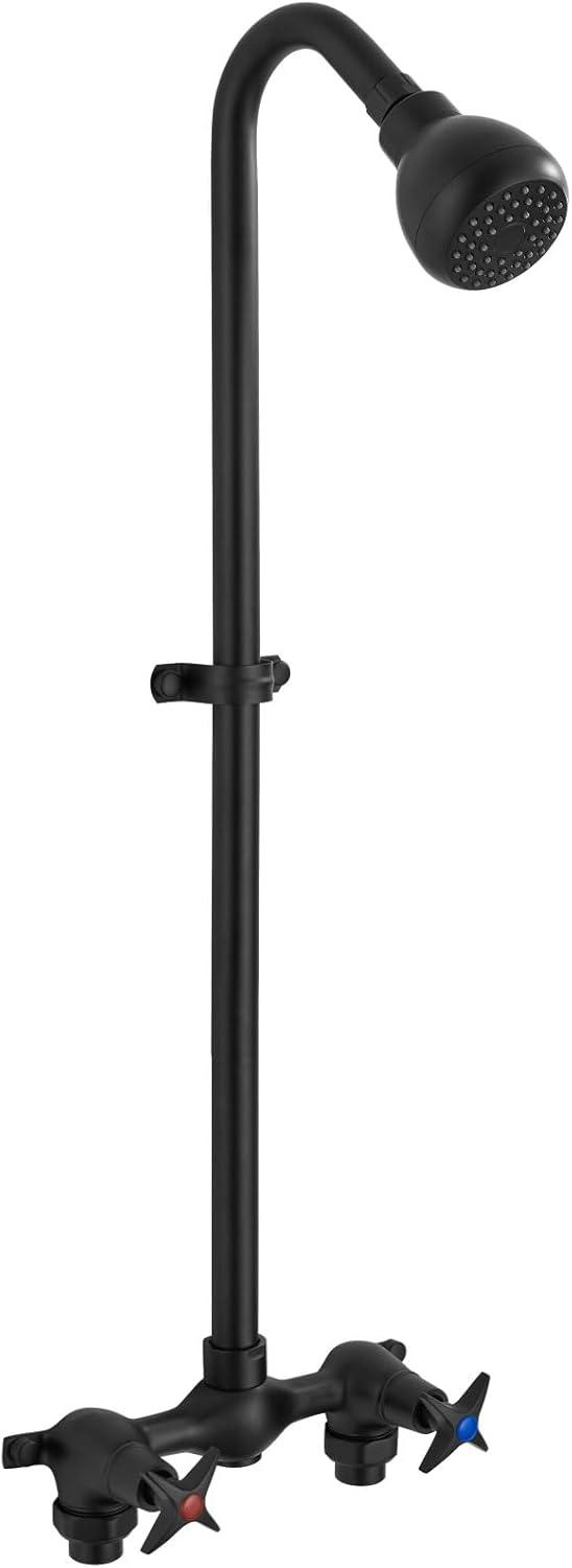 Matte Black Adjustable Outdoor Shower Kit with Brass Valve