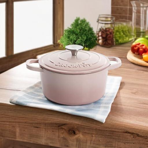 Crock-Pot Artisan 2 Piece 7 Quarts Enamled Cast Iron Dutch Oven In Blush Pink