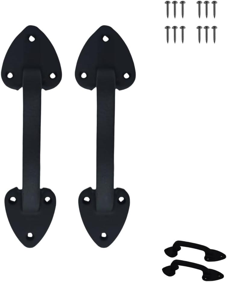 8 Inch Cast Iron Door Handle – Heavy-Duty Medieval Gate Pull – Rustic Hammered Barn Door Grip for Cabinets, Sheds & Interior Doors – Screws Included