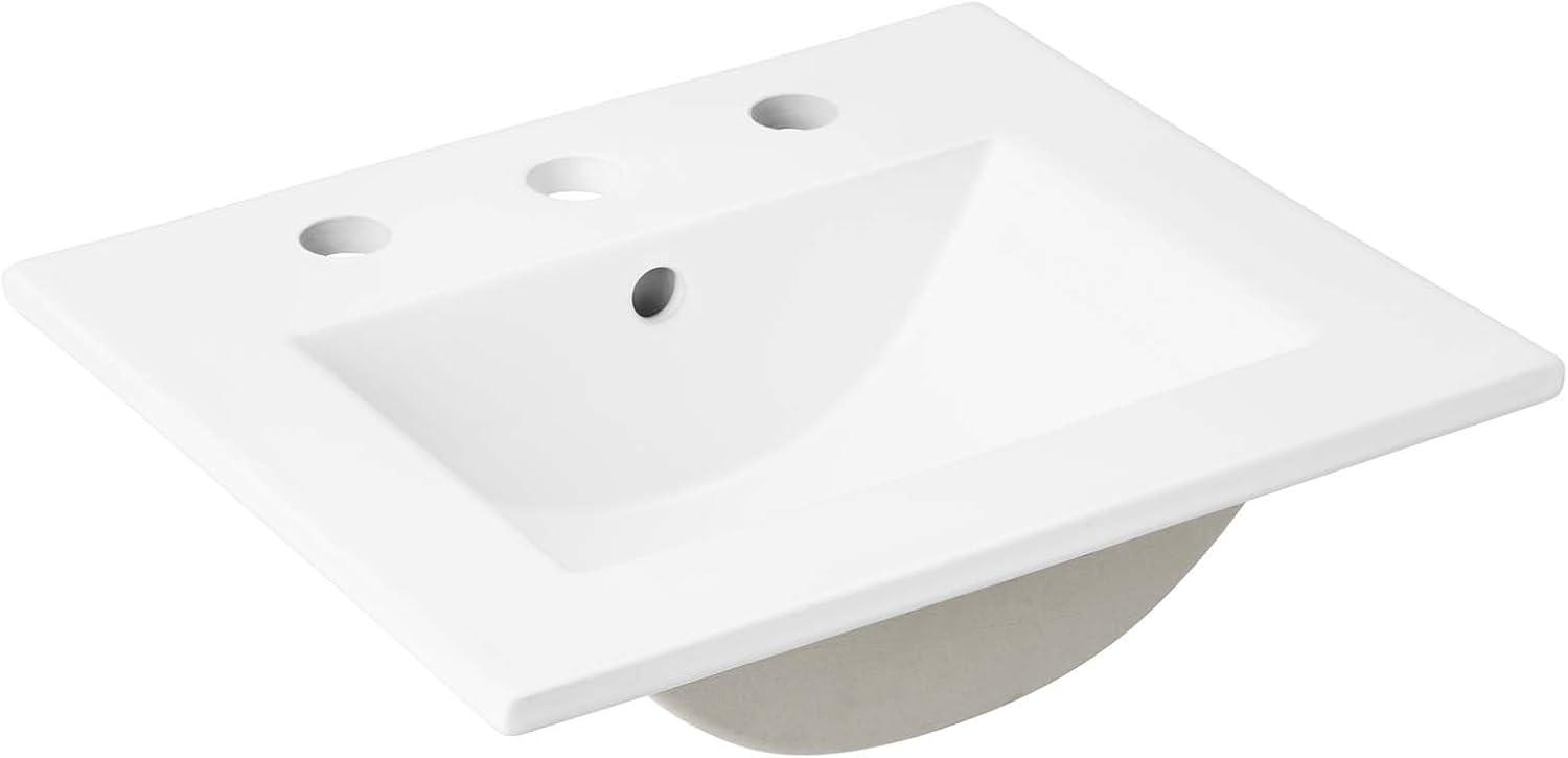 Cayman 18" White Ceramic Rectangular Above-Counter Bathroom Sink