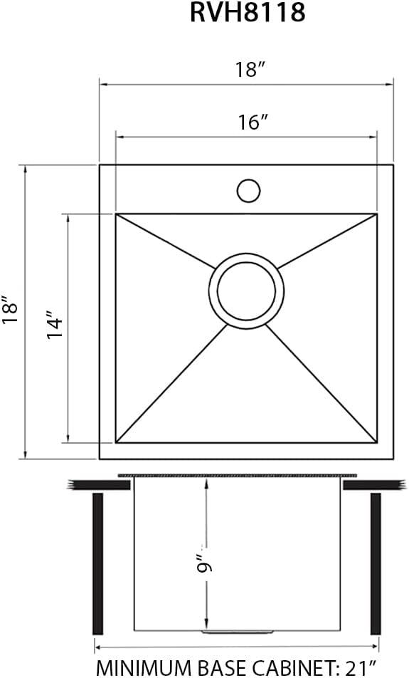 Ruvati Drop-in Topmount Bar Prep Sink 16 Gauge Stainless Steel Single Bowl