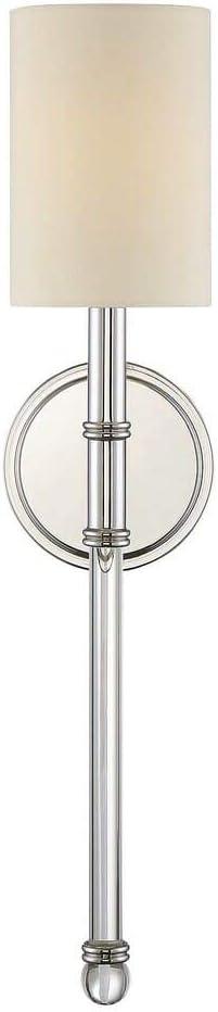 Polished Nickel 21" Dimmable Wall Sconce with Fabric Shade