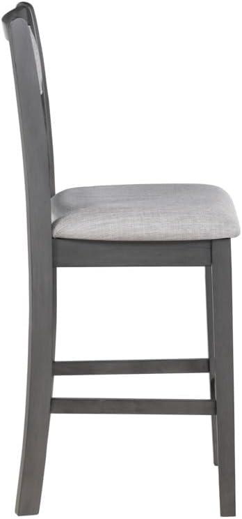 New Classic Furniture Gia 5-Piece Wood Round Counter Dining Set, 1 Counter Dining Table And 4 Chairs, 42 Inch, Gray