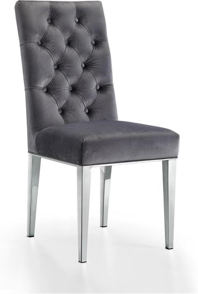 Meridian Furniture Juno 19.5"H Velvet Dining Chair in Gray (Set of 2)