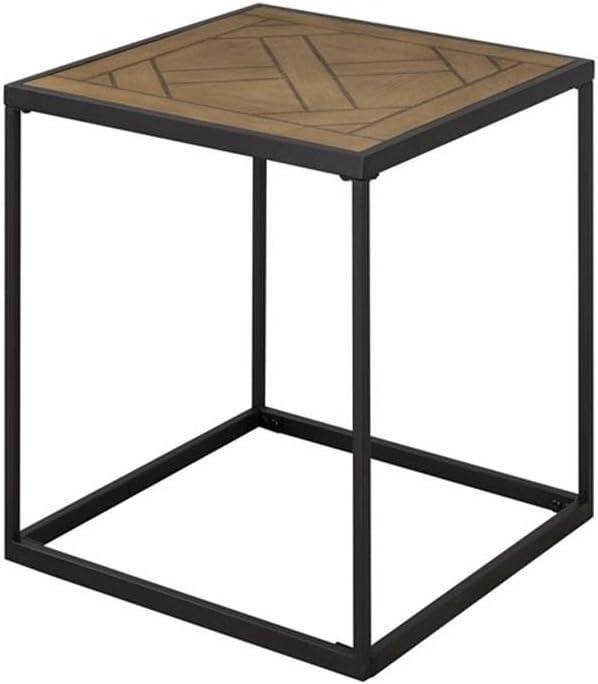 Pemberly Row 20" Square Wood Side Table with Parquet Veneer Top - Brown