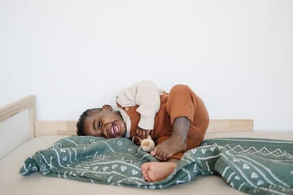 Mebie Baby Muslin Quilt, Taupe Checkered, 100% Cotton Blanket for Girls and Boys, Newborns, Babies, Toddlers, Soft Swaddle, 47"x47"