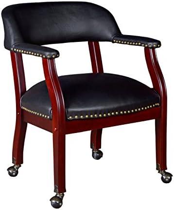 Ivy League Captain Chair & Casters - Black Vinyl