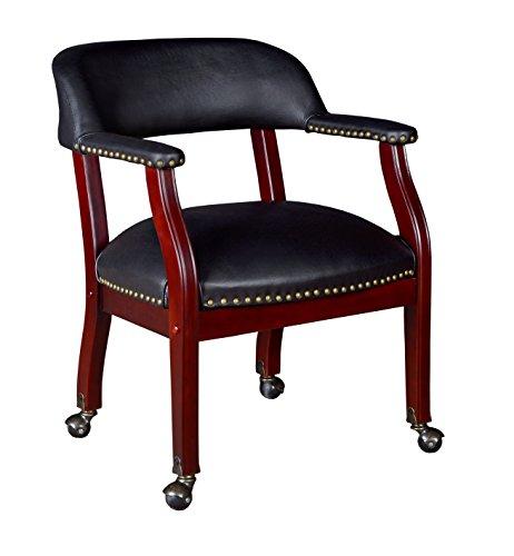 Ivy League Captain Chair & Casters - Black Vinyl