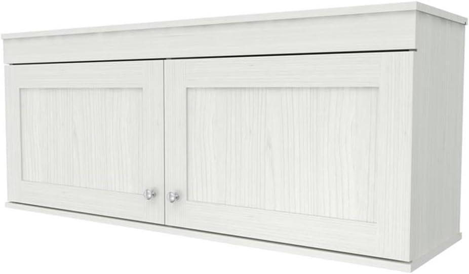 2 Doors Wall Mounted Buffet Cabinet White - Inval: Transitional Style, Adjustable Shelves, Melamine Finish