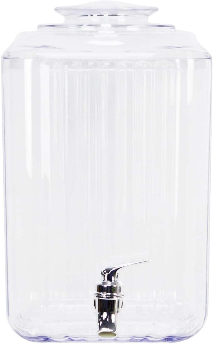 Clear Plastic Beverage Dispenser with Metal Spigot, 1.5 Gallon