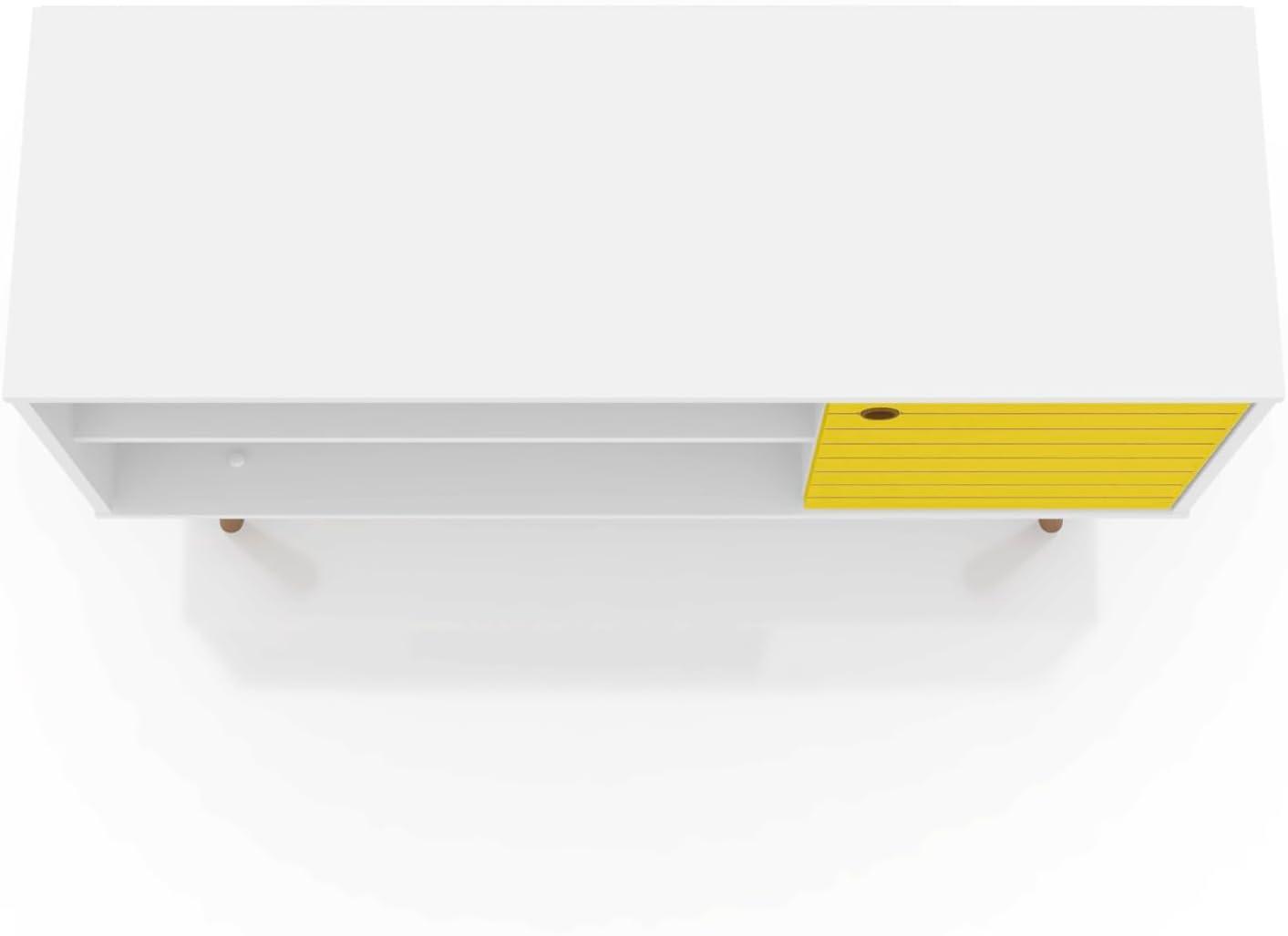Manhattan Comfort Liberty 42.52" Mid Century Modern TV Stand, White and Yellow