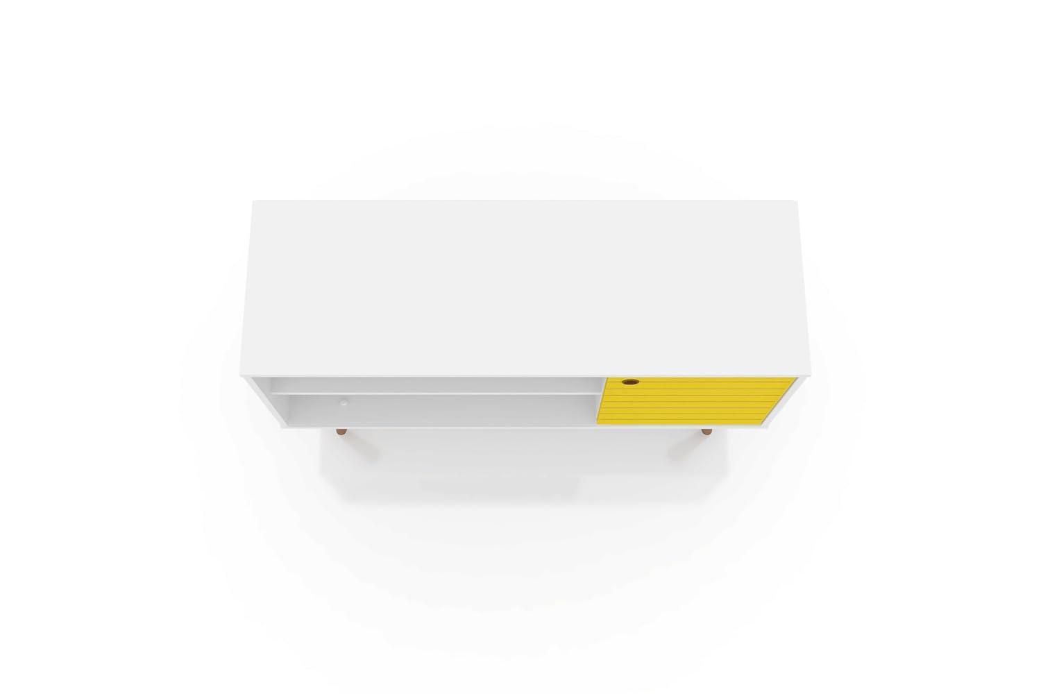 Manhattan Comfort Liberty 42.52" Mid Century Modern TV Stand, White and Yellow
