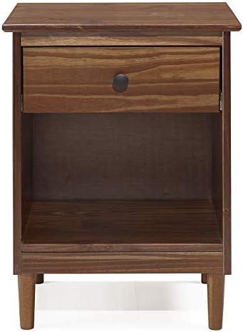 Walker Edison 1 Drawer Solid Wood Nightstand in Walnut