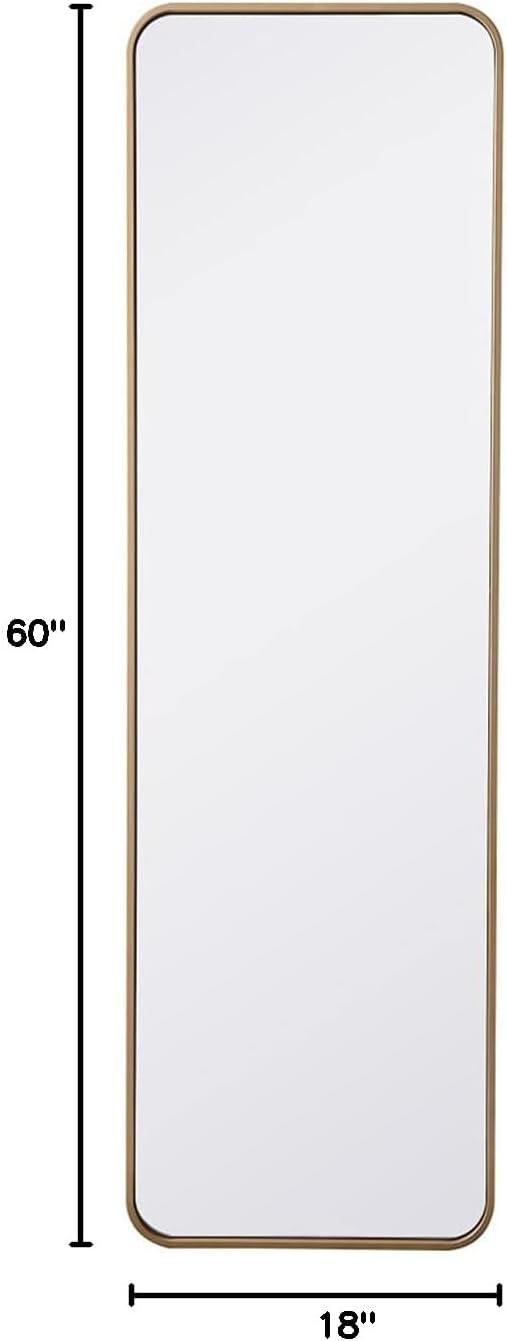 Soft corner metal rectangular mirror 18x60 inch in Brass