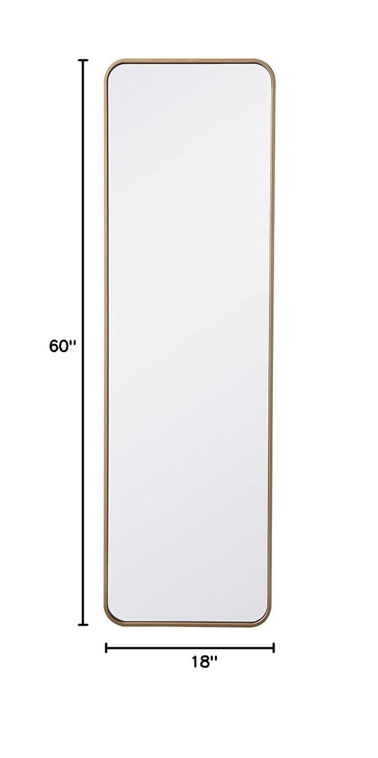 Soft corner metal rectangular mirror 18x60 inch in Brass