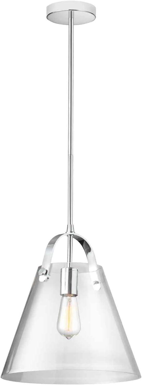 Polished Chrome and Clear Glass Pendant Light