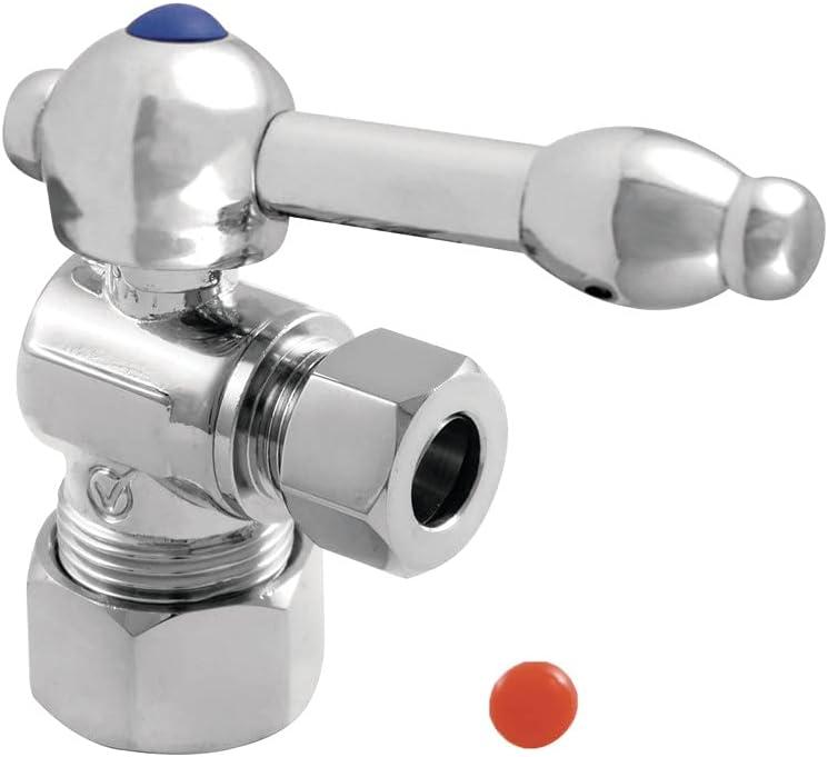 Kingston Brass Vintage 5/8-Inch OD Comp x 3/8-Inch OD Comp Quarter-Turn Angle Stop Valve