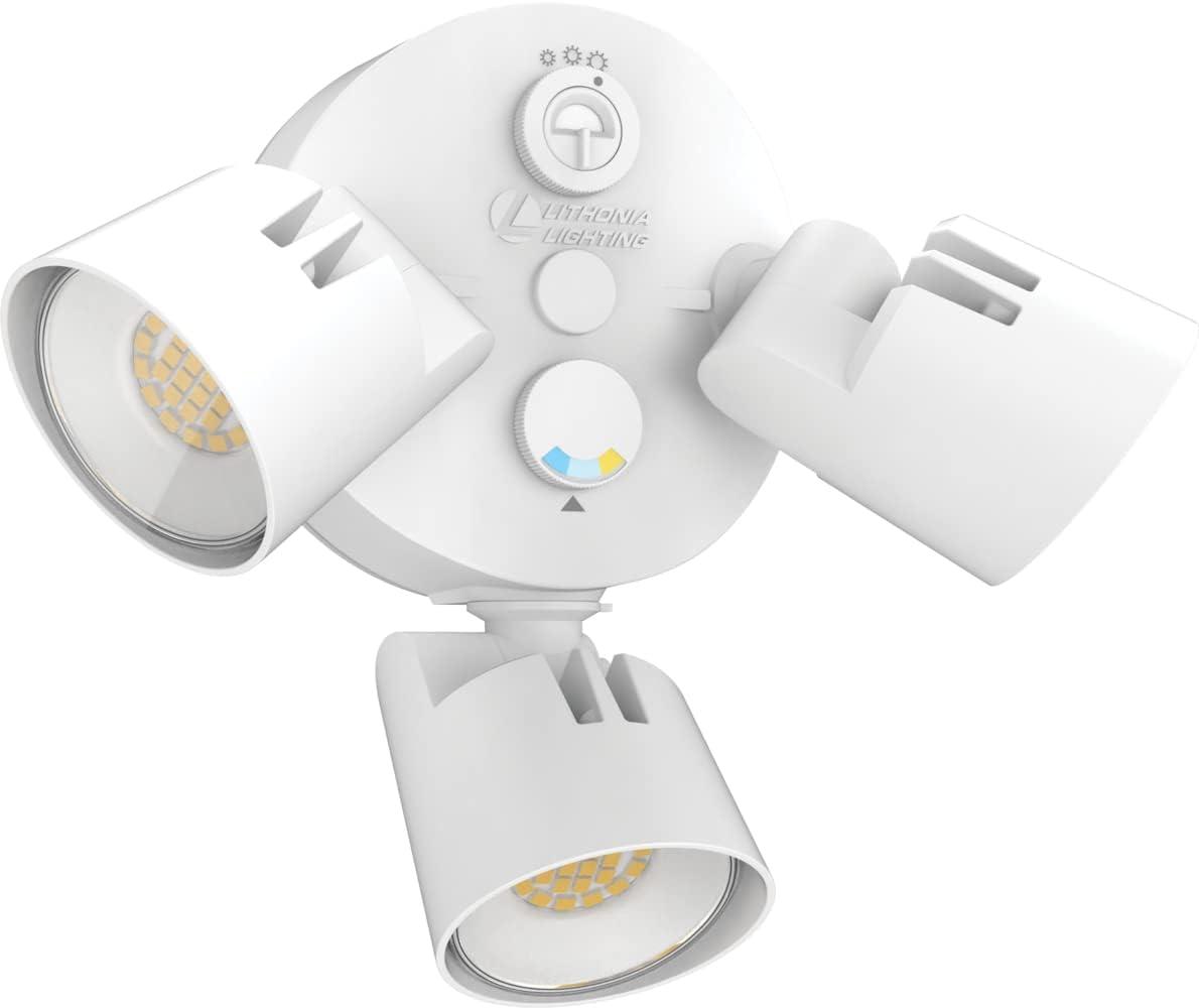 Lithonia Lighting 2 - Head Hardwired Dusk to Dawn Outdoor Security Flood Light with Motion Sensor