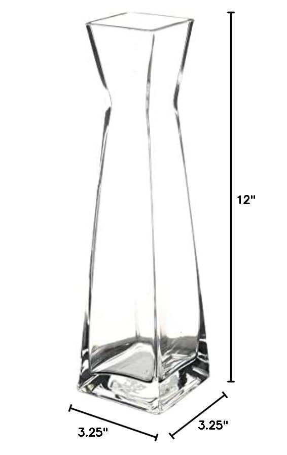 12 in. Verre Glass Square Vase, Clear