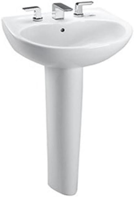 Modern White Ceramic Pedestal Bathroom Sink with Overflow