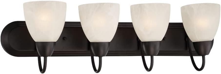 Torino 4-Light Oil Rubbed Bronze Bath Bar with Alabaster Glass Shades