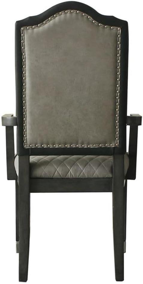 21.7" House Beatrice Two-Tone Accent Chair Gray Fabric/Charcoal Finish - Acme Furniture
