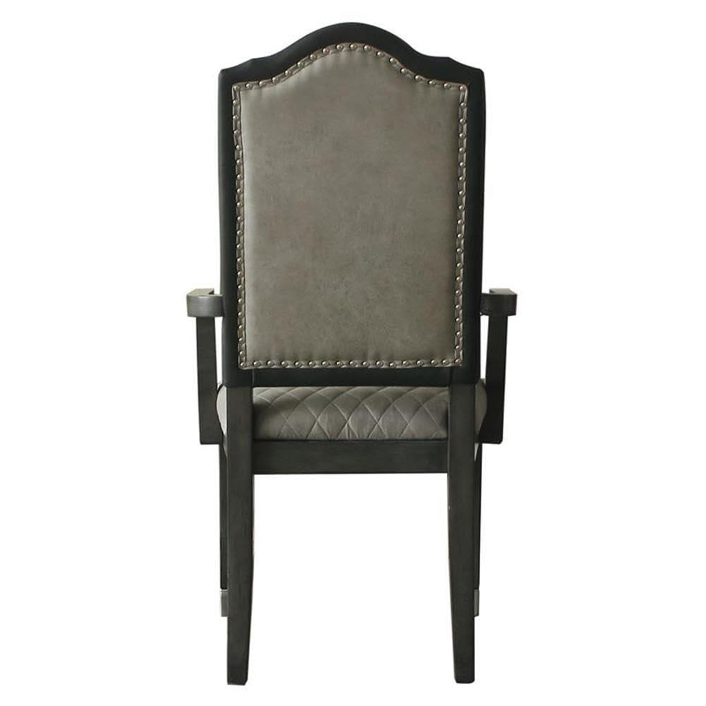 21.7" House Beatrice Two-Tone Accent Chair Gray Fabric/Charcoal Finish - Acme Furniture
