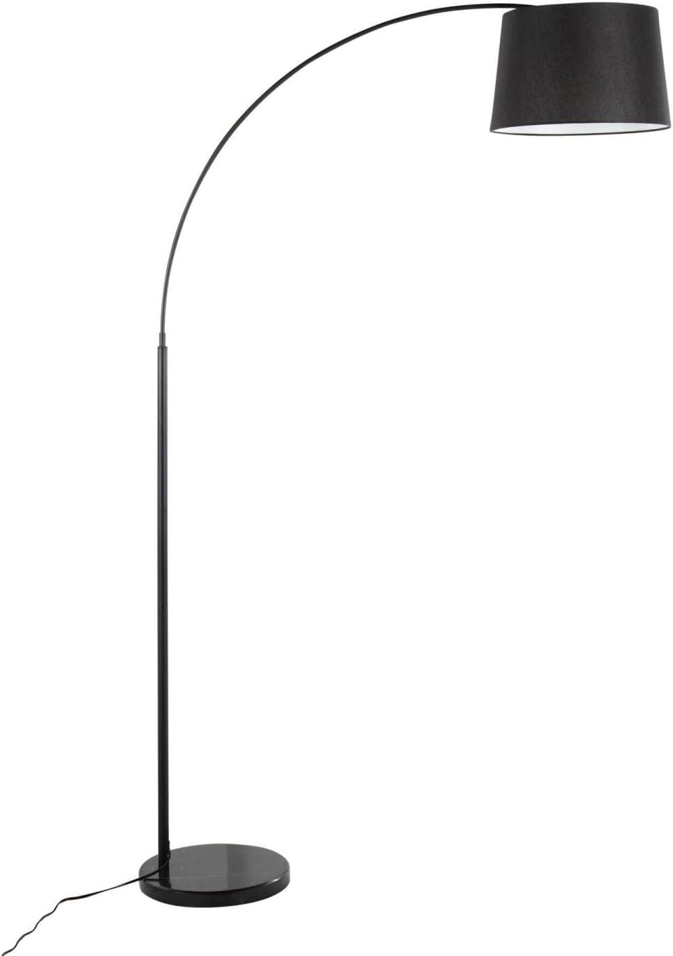 March Contemporary Floor Lamp in Black Marble and Black Metal with Black Linen Shade by LumiSource