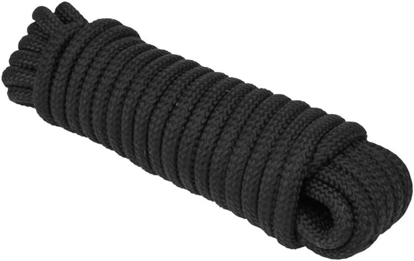 Black 1/4" x 100' Nylon Core Diamond Braid Utility Rope