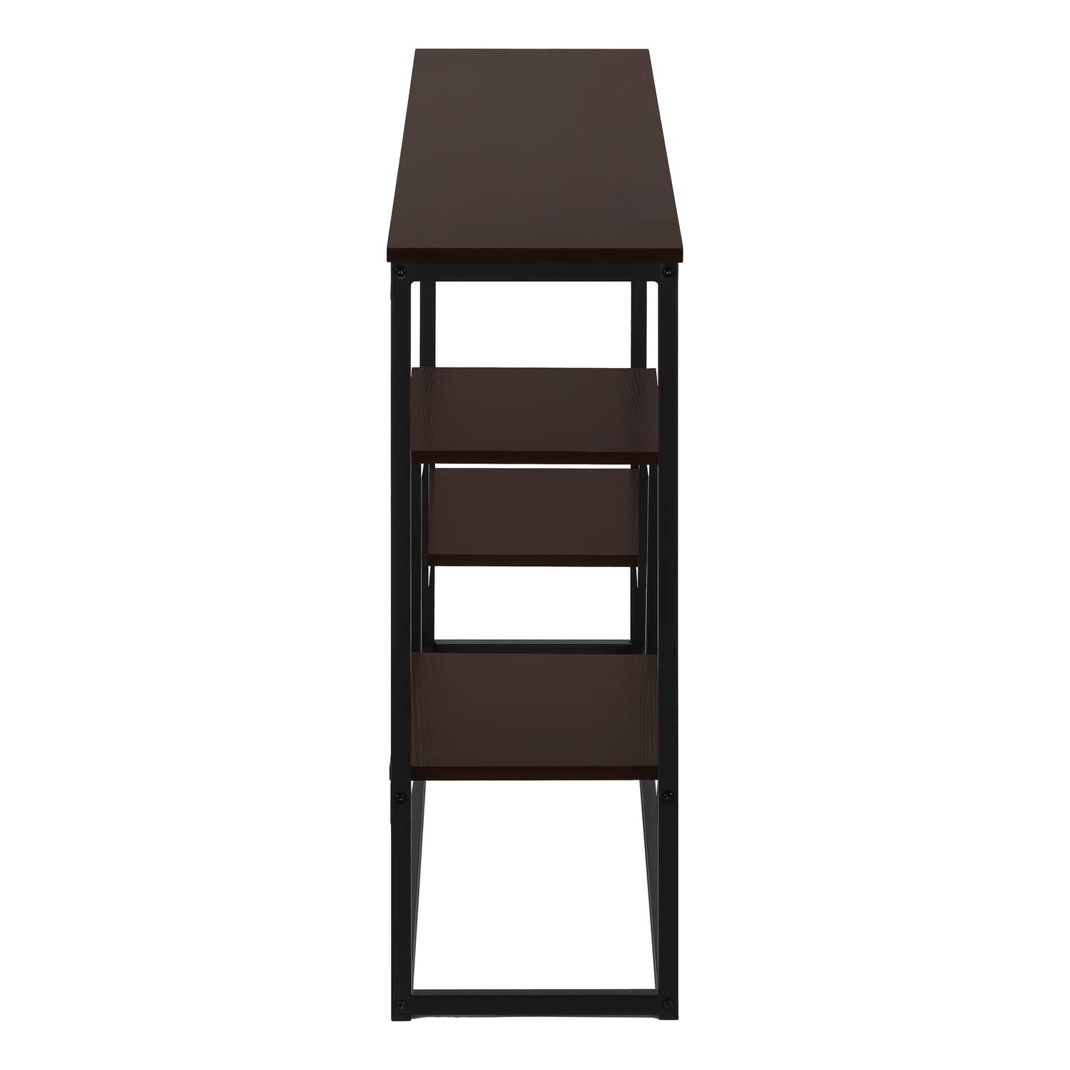 Monarch Specialties Accent Table Console Entryway Narrow Sofa Living Room Bedroom Brown Laminate Black Metal Contemporary Modern