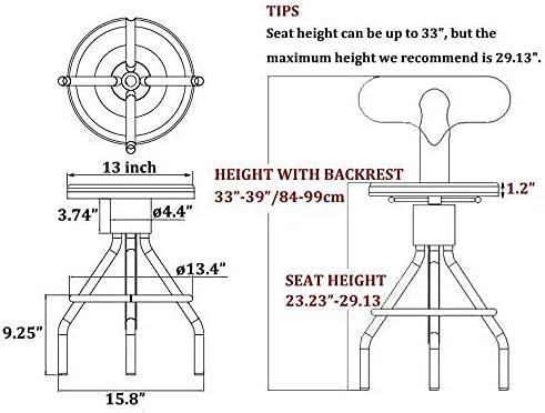 LOKKHAN Set of 2 Rustic Industrial Bar Stool-24-30 Adjustable Metal Swivel Wooden Top Barstools-Counter Height Extra Tall Bar Height-Vintage Farmhouse Kitchen Breakfast Cafe Stool-with Backrest