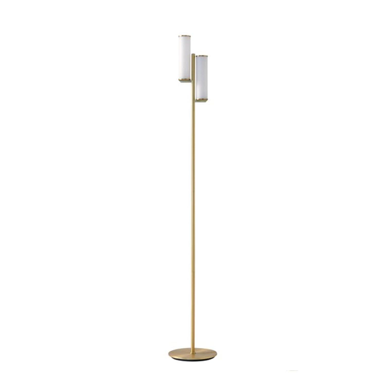 Brightech Gemini 64 in. Industrial 2-Light 3-Way Dimming LED Floor Lamp with 2 Glass Cylinder Shades