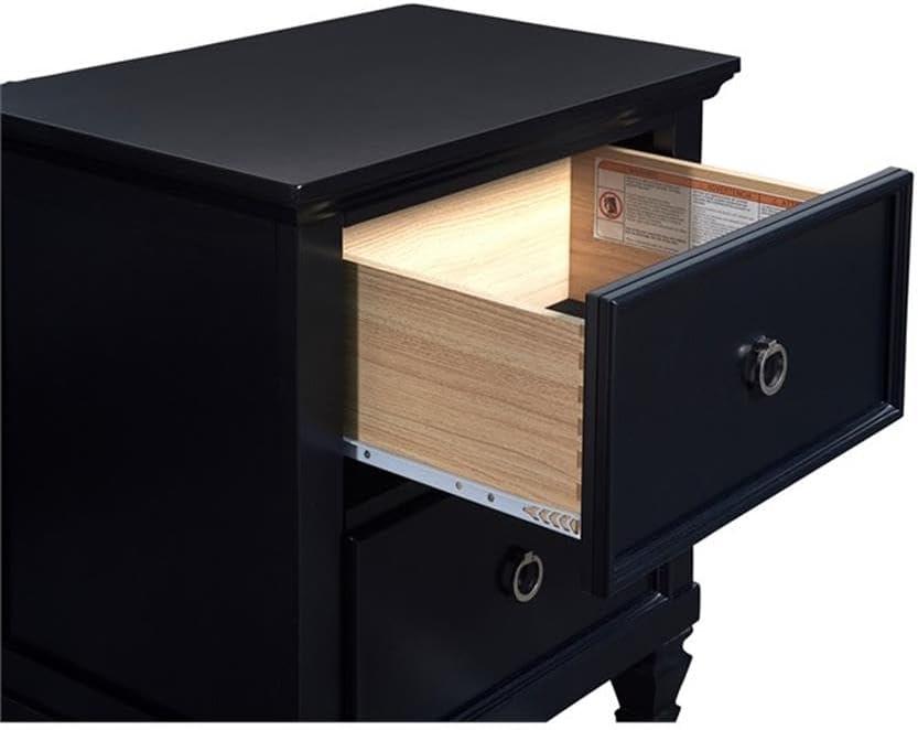 New Classic Furniture Tamarack Solid Wood 2-Drawer Nightstand in Black