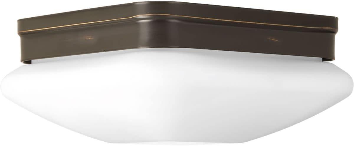 Progress Lighting, Appeal Collection, 2-Light Flush Mount, Polished Chrome, Square Etched Opal Glass