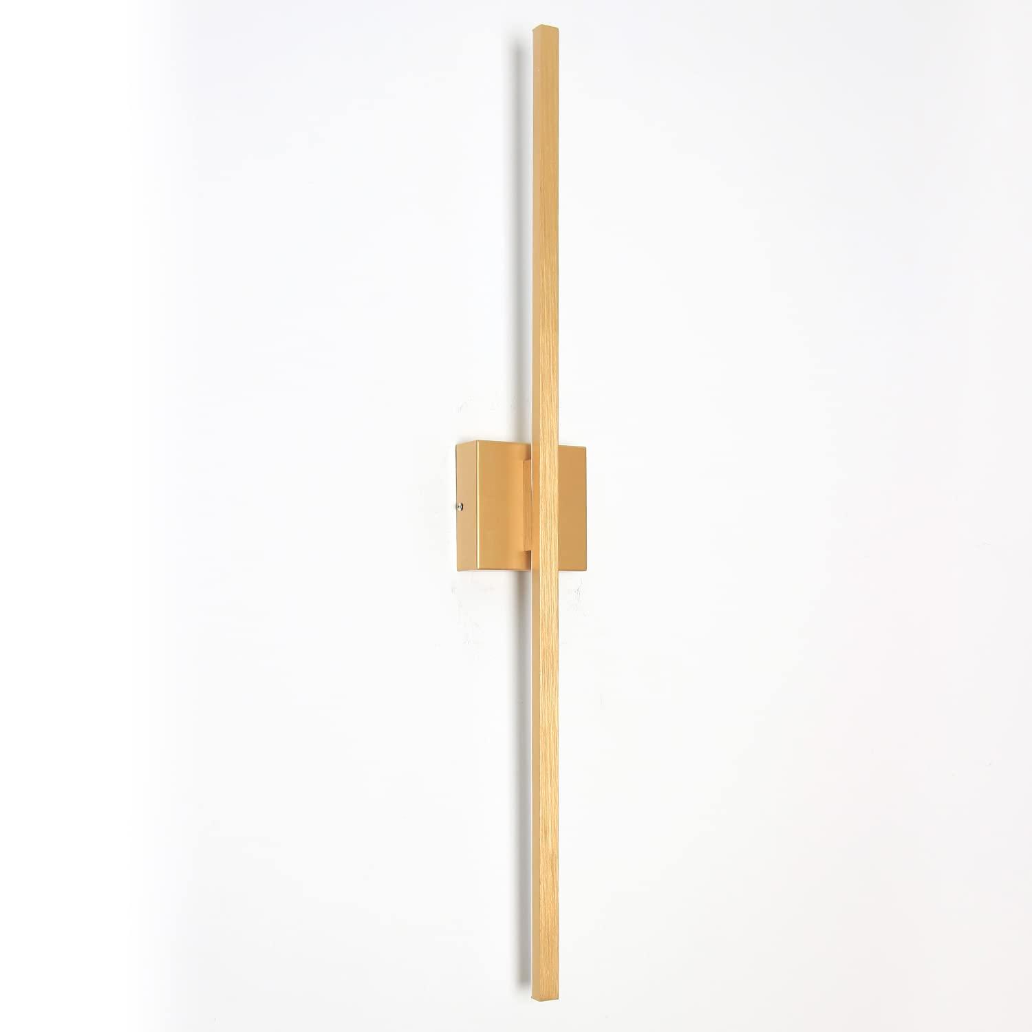 1-Light 35.6 in. Minimalist Linear Gold LED Wall Sconce with 3000K Warm Light