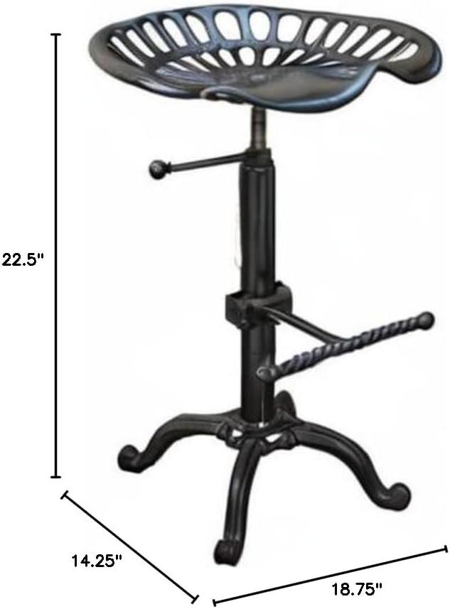 Carolina Living Adjustable Tractor Seat Counter Height Barstool Black: Vintage Style, Iron Base, 22-33" Height