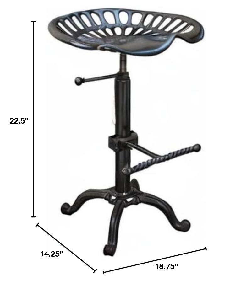 Carolina Living Adjustable Tractor Seat Counter Height Barstool Black: Vintage Style, Iron Base, 22-33" Height