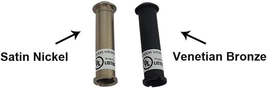 QCAA Solid Brass Door Knocker, Victorian Rope Type, 7-3/8", with 160 Degree Glass Len Door Viewer (UL Listed), Satin Nickel, 1 Pack, Made in Taiwan